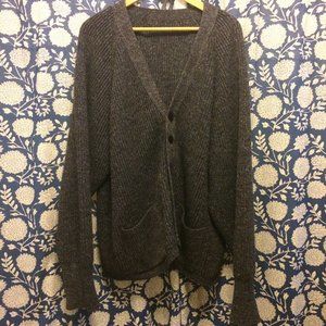 Vintage charcoal grey ribbed cardigan with buttons (oversized small)